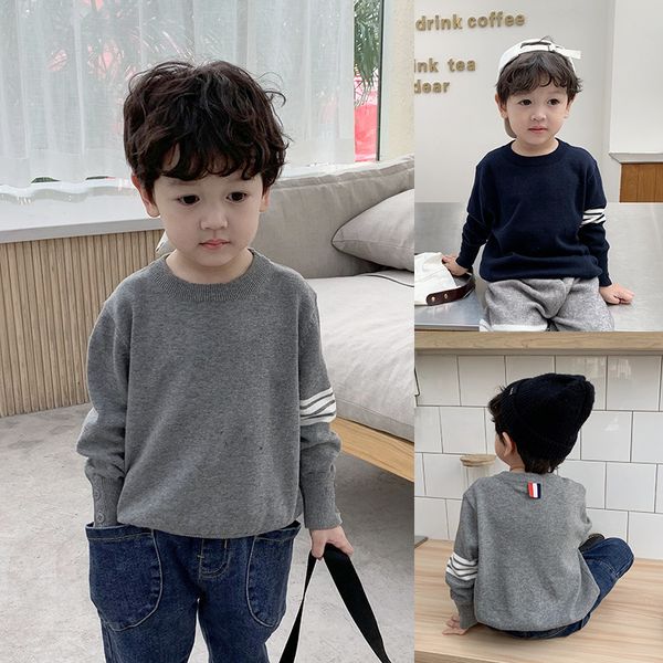 boys' sweater fashion 2020 new baby knitwear spring and autumn line shirt children's han banchao, Blue;gray 
boys' sweater fashion 2020 new baby knitwear spring and autumn line shirt children's han banchao, Blue;gray
