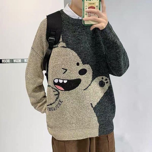 autumn winter sweater round collar add wool men loose japanese sweater couples han edition fashion casual trend knit pullover, White;black
autumn winter sweater round collar add wool men loose japanese sweater couples han edition fashion casual trend knit pullover, White;black