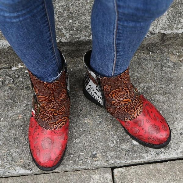 women's short boots three-color stitching side zipper side straps fashion pu printed motorcycle boots ladies ankle, Black
women's short boots three-color stitching side zipper side straps fashion pu printed motorcycle boots ladies ankle, Black
