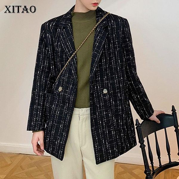 xitao fashion new plaid women blazer loose casual coat winter trendy notched collar simplicity temperament all-match zy3198, White;black
xitao fashion new plaid women blazer loose casual coat winter trendy notched collar simplicity temperament all-match zy3198, White;black