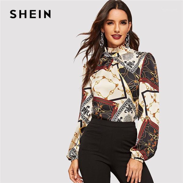 shein workwear multicolor frilled neck stand collar geometric retro print women autumn modern lady casual and blouses1, White
shein workwear multicolor frilled neck stand collar geometric retro print women autumn modern lady casual and blouses1, White