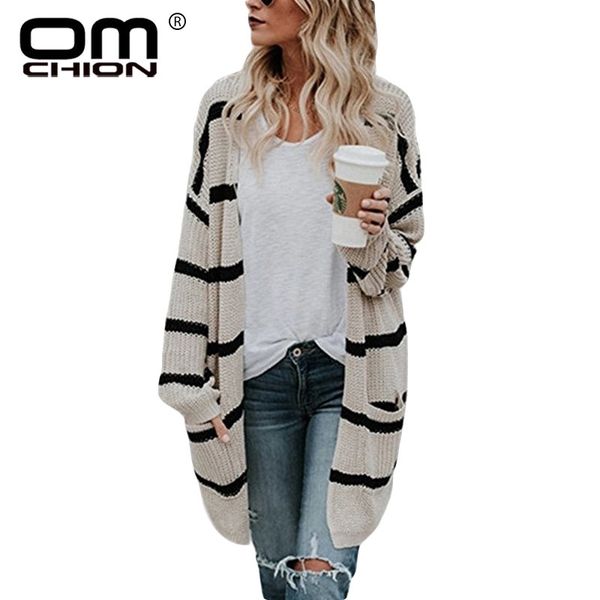 omchion plus size 3xl autumn korean striped long cardigan women loose pockets vintage knit sweater jacket red jumper ls94 y200720, White;black
omchion plus size 3xl autumn korean striped long cardigan women loose pockets vintage knit sweater jacket red jumper ls94 y200720, White;black