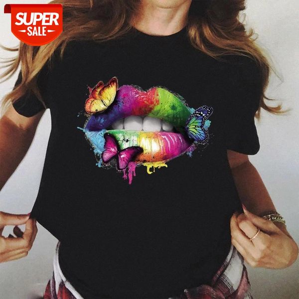 ZOGANKIN Cool Streetwear Female Black T-shirt Rainbow Lip and Butterfly Print Harajuku Women Summer Cotton T Shirt Femme Tops #4L21, White
ZOGANKIN Cool Streetwear Female Black T-shirt Rainbow Lip and Butterfly Print Harajuku Women Summer Cotton T Shirt Femme Tops #4L21, White