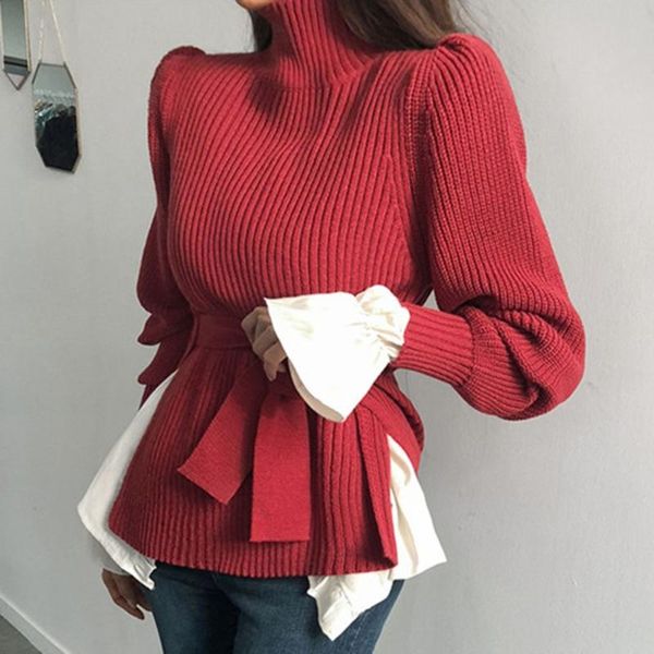 korean version japanese sweater autumn winter popular simple thin elastic elegant split long sleeve turtleneck top, White;black
korean version japanese sweater autumn winter popular simple thin elastic elegant split long sleeve turtleneck top, White;black