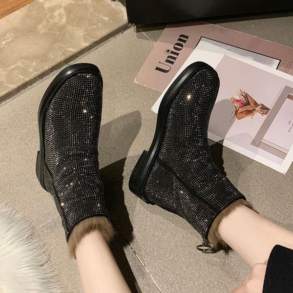 designer martin boots womens shoes british style winter new bright diamond real hair mouth tube flat short boots fashionable c, Black
designer martin boots womens shoes british style winter new bright diamond real hair mouth tube flat short boots fashionable c, Black