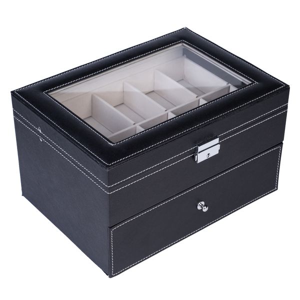 20 Compartments Watch Collection Box Leather Watch Display Show Case Box Dual Layers Elegant Jewelry Collection Storage Organizer Holder