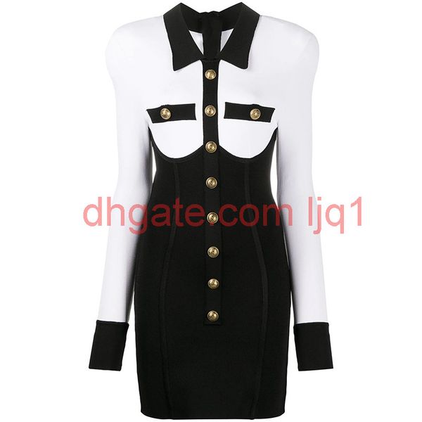 new autumn winter women runway dresses lapel neck long sleeve black white panelled lion head button knitted dress sheath slim dress h30
new autumn winter women runway dresses lapel neck long sleeve black white panelled lion head button knitted dress sheath slim dress h30