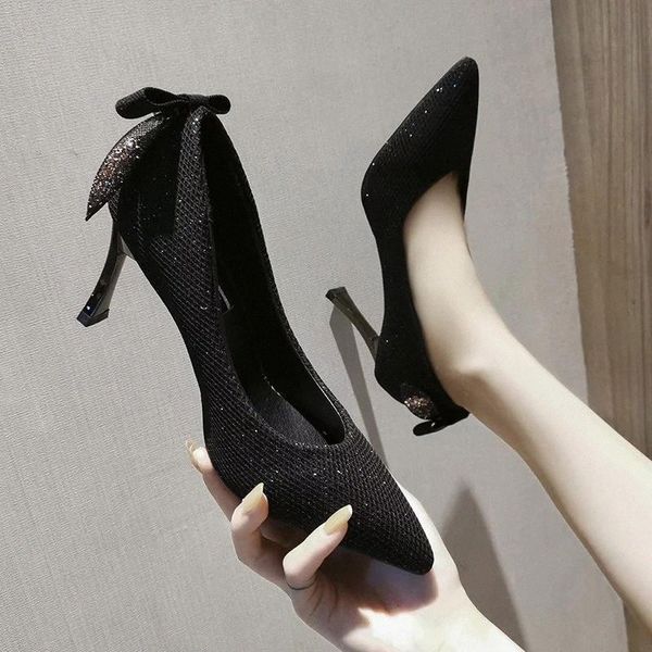 2020 new women pumps back bow high heels dress shoes bling jacquard fabric pointed toe thin heel fashion zapatos mujer 8759n #hz26, Black
2020 new women pumps back bow high heels dress shoes bling jacquard fabric pointed toe thin heel fashion zapatos mujer 8759n #hz26, Black