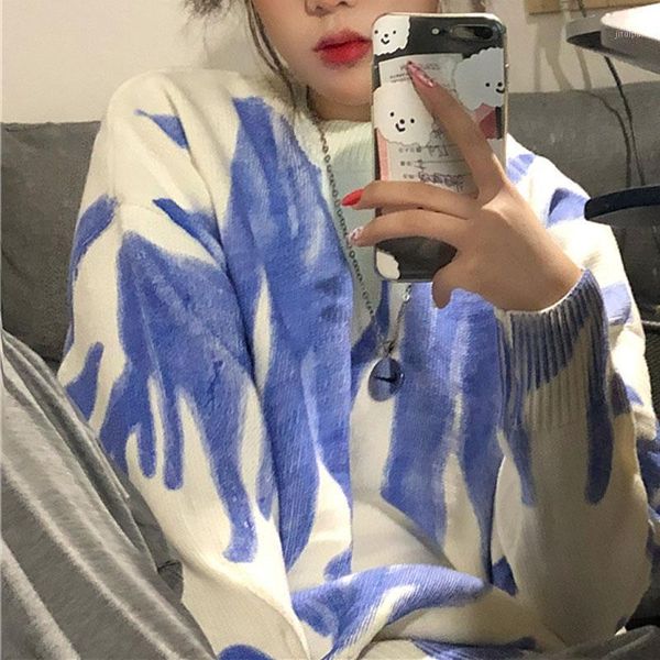 tie-dyed sweater for women chic autumn winter 2021 korean streetwear fashion loose pullover knitwear round collar knit 1, White;black
tie-dyed sweater for women chic autumn winter 2021 korean streetwear fashion loose pullover knitwear round collar knit 1, White;black