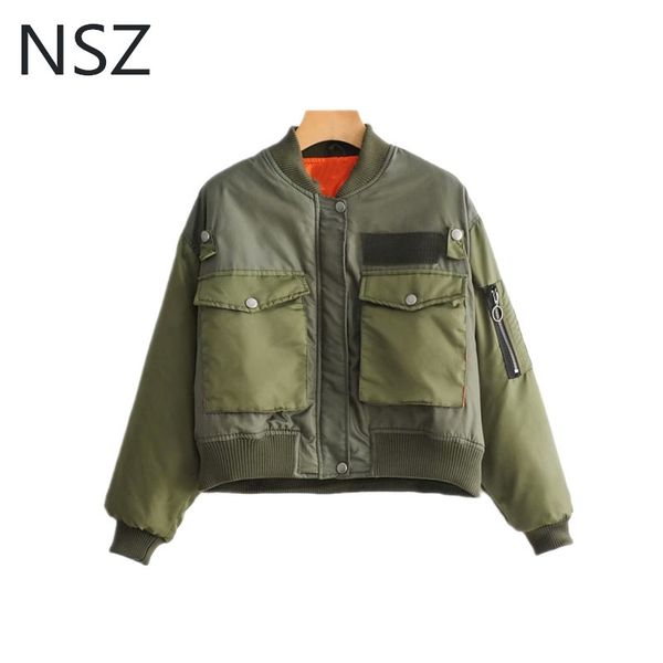 nsz women military green moto biker bomber jacket cropped long sleeve female oversized coat outerwear winter chaquetas mujer y200101, Black;brown
nsz women military green moto biker bomber jacket cropped long sleeve female oversized coat outerwear winter chaquetas mujer y200101, Black;brown