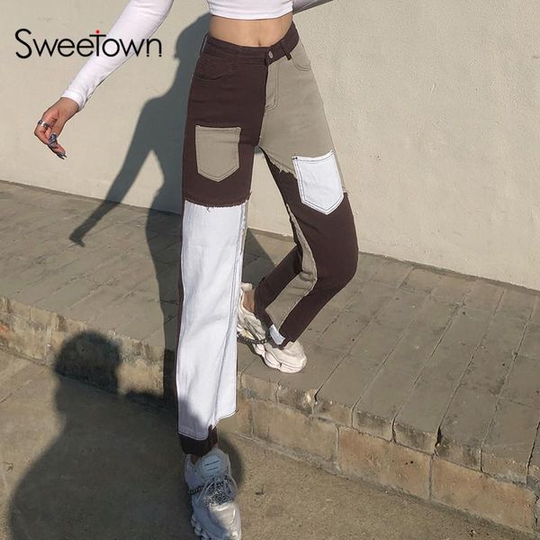 sweetown grunge aesthetic e girl jeans women patches brown vintage 90s streetwear denim trousers low waist hippie straight pants, Blue
sweetown grunge aesthetic e girl jeans women patches brown vintage 90s streetwear denim trousers low waist hippie straight pants, Blue