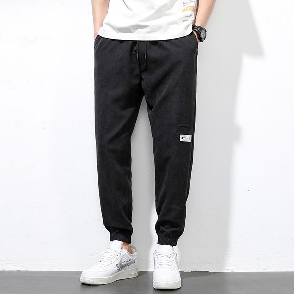 spring casual pants korean trend capris men's loose fitting corset overalls, Black 
spring casual pants korean trend capris men's loose fitting corset overalls, Black