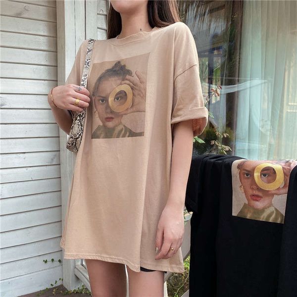 2020 wind pattern lower body missing oversize loose medium length short sleeve t-shirt, Black;gray
2020 wind pattern lower body missing oversize loose medium length short sleeve t-shirt, Black;gray