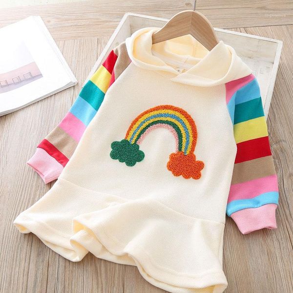 children dress 2020 spring autumn girls pattern rainbow hooded long-sleeve dress for 2 3 4 5 6 years baby clothes kids1, Red;yellow
children dress 2020 spring autumn girls pattern rainbow hooded long-sleeve dress for 2 3 4 5 6 years baby clothes kids1, Red;yellow