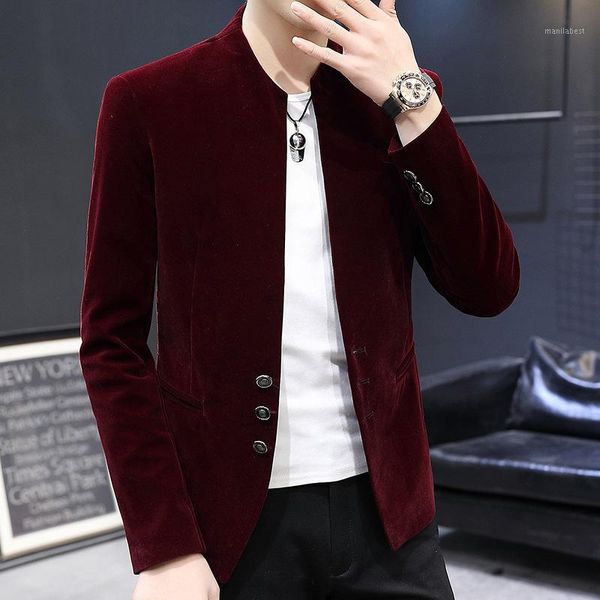 hoo 2020 new men's casual stand collar three-button suit youth slim handsome pleuche solid color blazer1, White;black
hoo 2020 new men's casual stand collar three-button suit youth slim handsome pleuche solid color blazer1, White;black