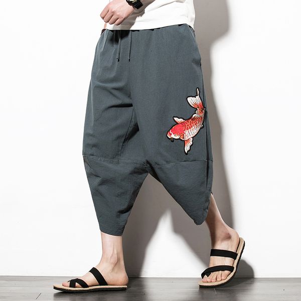 2021 mens new beach male summer casual calf-length pants man carp embroidery baggy loose trousers qtx6, Black
2021 mens new beach male summer casual calf-length pants man carp embroidery baggy loose trousers qtx6, Black