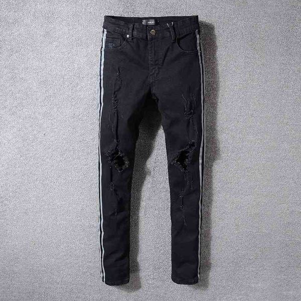men's jeans mens hole side strip skinny black designer distressed badge slim fit motorcycle biker ripped beggar hip hop denim pants 533, Blue
men's jeans mens hole side strip skinny black designer distressed badge slim fit motorcycle biker ripped beggar hip hop denim pants 533, Blue