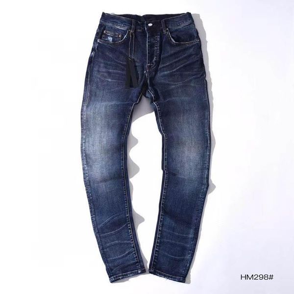 men stretchy skinny indigo stack jeans, Blue
