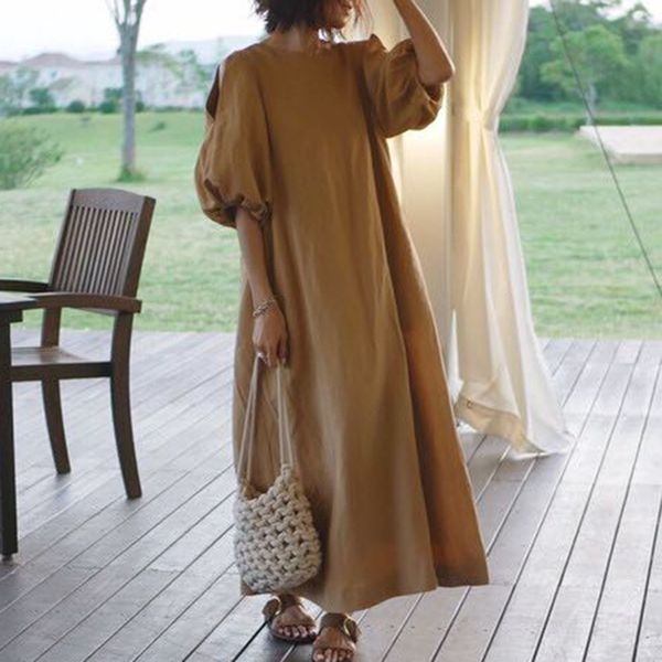 solid puff sleeve dress women korean spring summer 3/4 sleeve a-line plain loose causal ankle length pullover long dresses khaki y200805, Black;pink
solid puff sleeve dress women korean spring summer 3/4 sleeve a-line plain loose causal ankle length pullover long dresses khaki y200805, Black;pink