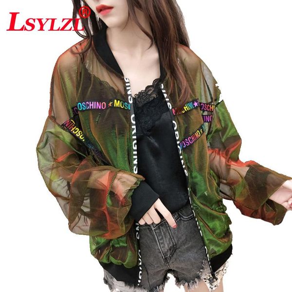 women's jackets 2021 girls spring fashion streetwear mesh bomber jacket women baseball summer sun-protective wear b404, Black;brown
women's jackets 2021 girls spring fashion streetwear mesh bomber jacket women baseball summer sun-protective wear b404, Black;brown