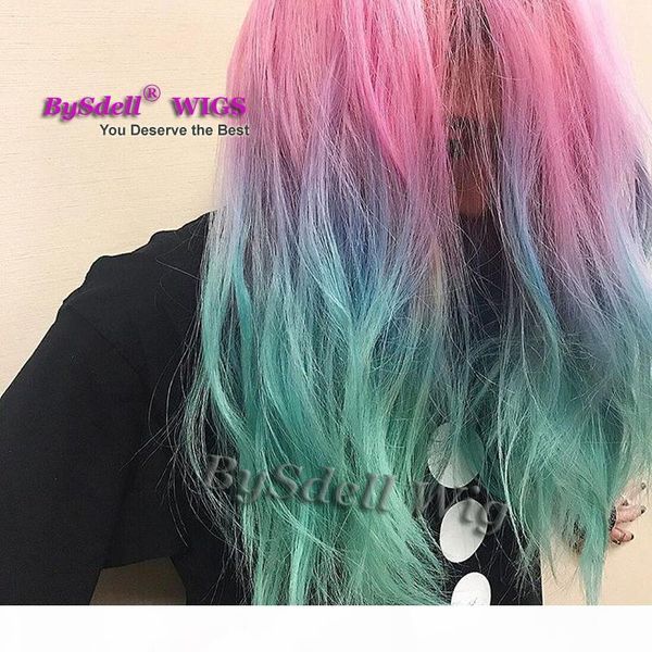 three tone ombre pink blue ombre pastel rainbow colorful hair front lace wig synthetic lace front wigs for black women
three tone ombre pink blue ombre pastel rainbow colorful hair front lace wig synthetic lace front wigs for black women