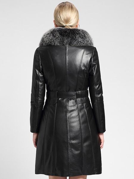 women's leather & faux genuine jacket natural fur collar down winter women 100% real sheepskin coat korean jackets my s, Black
women's leather & faux genuine jacket natural fur collar down winter women 100% real sheepskin coat korean jackets my s, Black