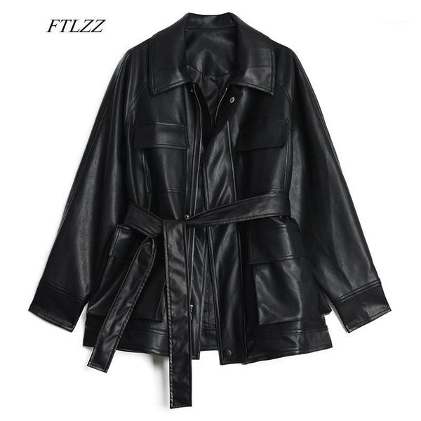 ftlzz new loose pu faux soft leather jacket women autumn vintage black punk faux leather zipper coats female sash tie up outwear1
ftlzz new loose pu faux soft leather jacket women autumn vintage black punk faux leather zipper coats female sash tie up outwear1