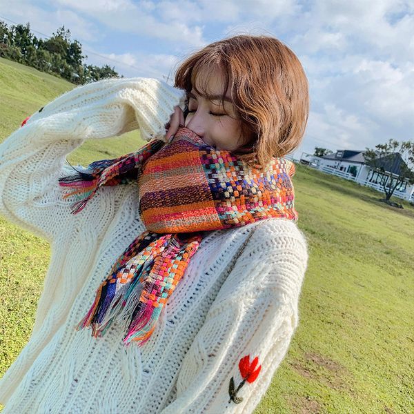new autumn and winter imitation cashmere scarves women's brand version knitting rainbow small fragrance scarf neck shawl klwe, Blue;gray
new autumn and winter imitation cashmere scarves women's brand version knitting rainbow small fragrance scarf neck shawl klwe, Blue;gray