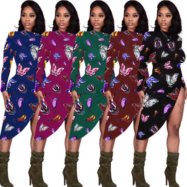 women designers clothes 2022 dresses fashion irregular skirt butterfly printed dress pleated large split design clothing, Black;gray
women designers clothes 2022 dresses fashion irregular skirt butterfly printed dress pleated large split design clothing, Black;gray