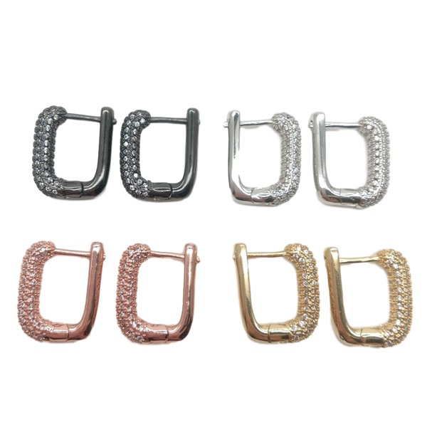 14x17mm punk cubic zirconia micro pave gold plated rectangle loop hoop earrings, Silver
14x17mm punk cubic zirconia micro pave gold plated rectangle loop hoop earrings, Silver