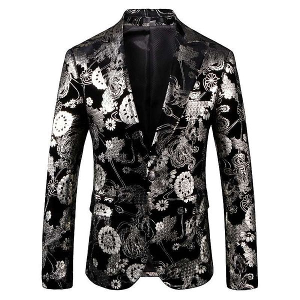 men's dress party flower suit jacket notched collar slim one button fashion coat, White;black
men's dress party flower suit jacket notched collar slim one button fashion coat, White;black