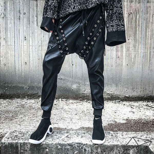 men's pants men hip hop cross-pants baggy streetwear harem black inspired tapered ribbed cuff windproof faux leather trousers
men's pants men hip hop cross-pants baggy streetwear harem black inspired tapered ribbed cuff windproof faux leather trousers