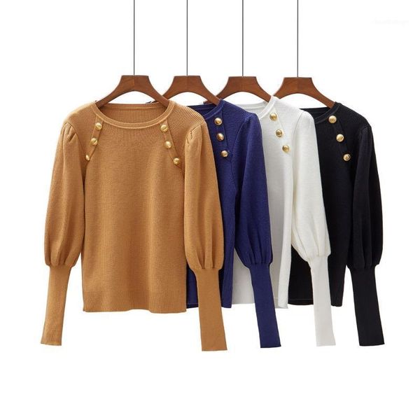 women thick sweaters long puff sleeve solid color fashion button autumn winter female casual jumper basic soft knitted 1, White;black
women thick sweaters long puff sleeve solid color fashion button autumn winter female casual jumper basic soft knitted 1, White;black