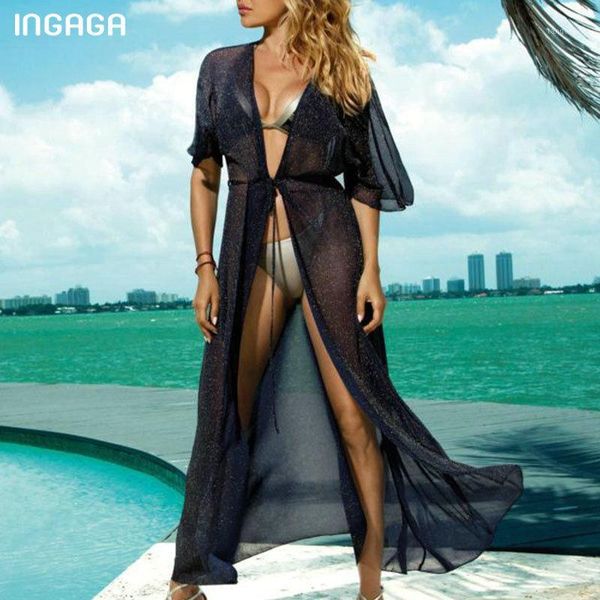 ingaga 2020 cover ups tunic swimsuit half sleeve long dress beachwear black shiny swimwear transparent mesh beach wear summer1, White;black
ingaga 2020 cover ups tunic swimsuit half sleeve long dress beachwear black shiny swimwear transparent mesh beach wear summer1, White;black