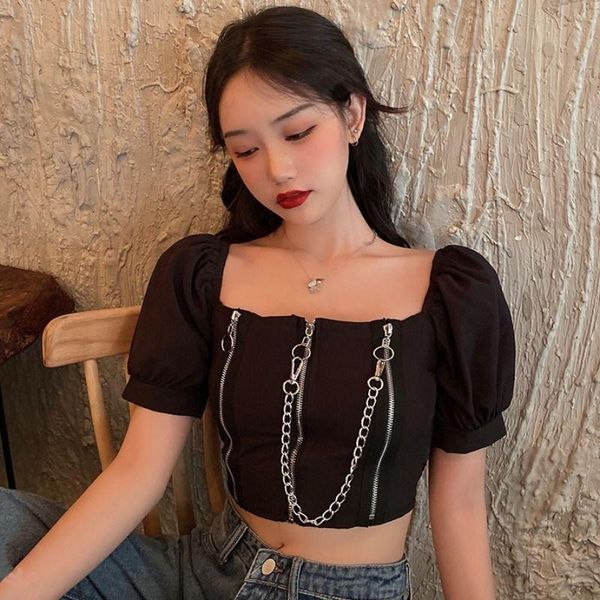 gothic dark ring chain retro ladies long sleeve girls crop ladies t-shirts with zipper, White
gothic dark ring chain retro ladies long sleeve girls crop ladies t-shirts with zipper, White