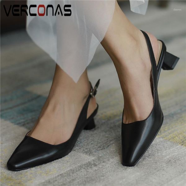 dress shoes verconas women working slippers square toe genuine leather sandals thick heel fashion heels concise woman1, Black 
dress shoes verconas women working slippers square toe genuine leather sandals thick heel fashion heels concise woman1, Black