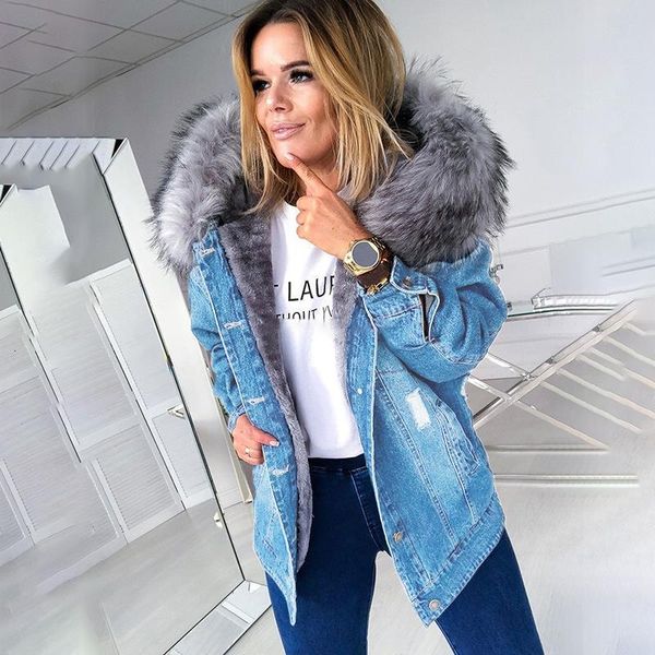denim blue jackets for women 2020 winter thick warm faux fur hooded coats ladies plus size coats female vintage outwear, Black;brown
denim blue jackets for women 2020 winter thick warm faux fur hooded coats ladies plus size coats female vintage outwear, Black;brown
