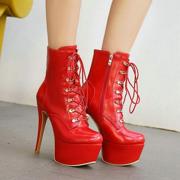 big size 34-45 women ankle boots platform super thin high heel 15cm women short boots side zipper pu leather women's shoes, Black
big size 34-45 women ankle boots platform super thin high heel 15cm women short boots side zipper pu leather women's shoes, Black