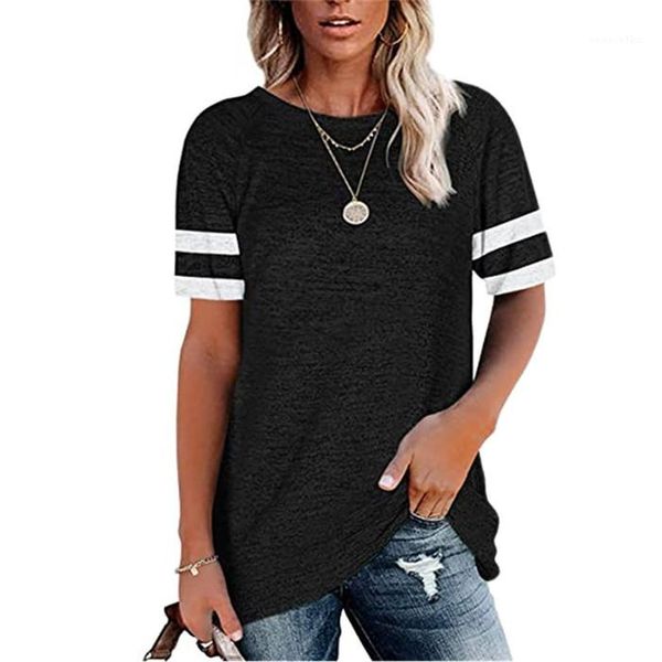 sleeve tshirt summer crew neck wide waisted tees ladies panelled women striped short, White
sleeve tshirt summer crew neck wide waisted tees ladies panelled women striped short, White