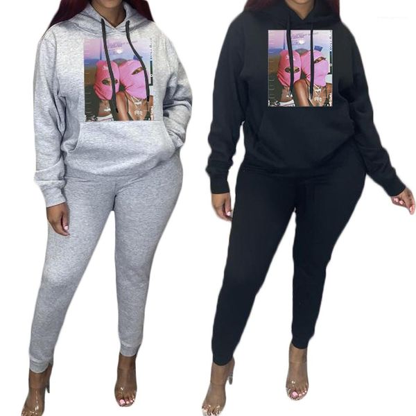 women designers clothes print women tracksuits autumn fashion casual solid color hooded 2 piece set, Gray
women designers clothes print women tracksuits autumn fashion casual solid color hooded 2 piece set, Gray
