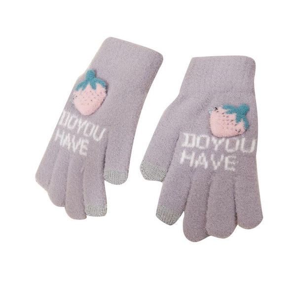 five fingers gloves full finger touch screen knitted cute strawberry pattern outdoor cycling riding faux cashmere, Blue;gray
five fingers gloves full finger touch screen knitted cute strawberry pattern outdoor cycling riding faux cashmere, Blue;gray