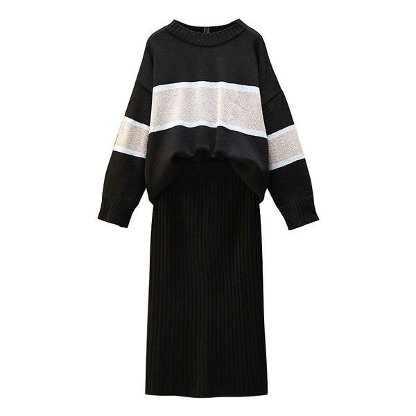 women's tracksuits big yards women two pcs suits younger sister pullover stripe sweater & long bodycon black skirt knitwear outfit set, Gray
women's tracksuits big yards women two pcs suits younger sister pullover stripe sweater & long bodycon black skirt knitwear outfit set, Gray