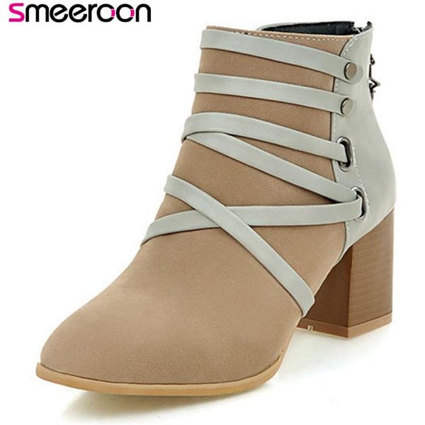 boots smeeroon 2021 autumn winter women high heels ankle zip pu+cow suede leather pointed toe party shoes, Black
boots smeeroon 2021 autumn winter women high heels ankle zip pu+cow suede leather pointed toe party shoes, Black