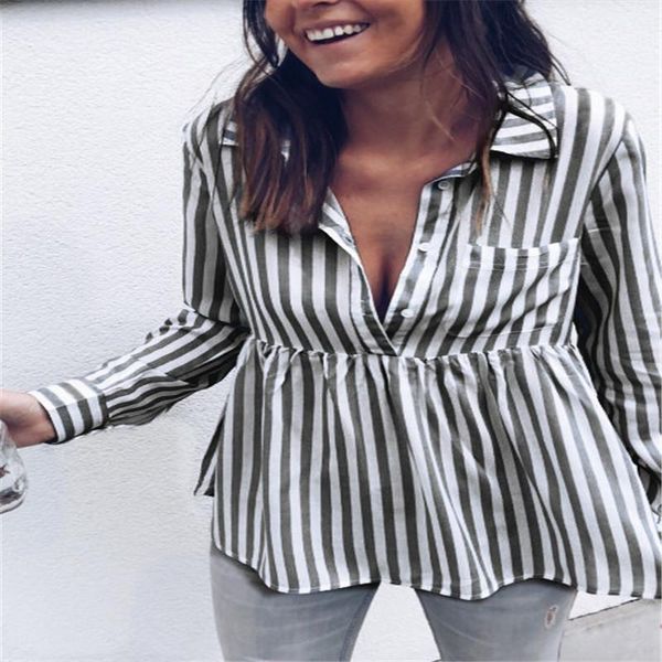 women's polos 2021 european and sk american ladies fashion striped casual long sleeve shirt 1334, White
women's polos 2021 european and sk american ladies fashion striped casual long sleeve shirt 1334, White