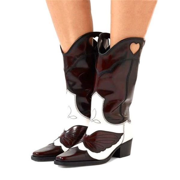 leather brown british patchwork horseman wings embroidered heart sculpir robust leaves blended colors mid-calf slip on boots jcvf, Black
leather brown british patchwork horseman wings embroidered heart sculpir robust leaves blended colors mid-calf slip on boots jcvf, Black