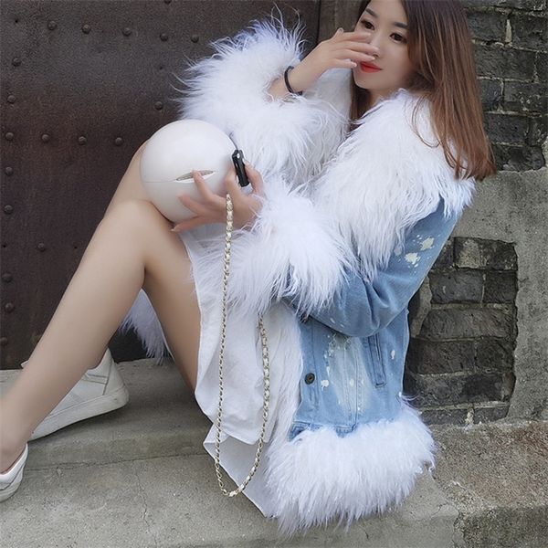 winter lamb fur collar cotton super short denim fur jacket women plus velvet thick liner jacket 201217, Black
winter lamb fur collar cotton super short denim fur jacket women plus velvet thick liner jacket 201217, Black