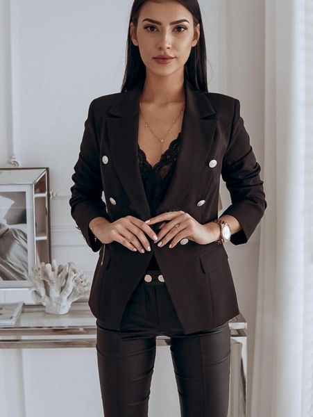 women autumn casula slim double metal button solid cropped blazer jacket coat female office plus size open front cardigan suit, White;black
women autumn casula slim double metal button solid cropped blazer jacket coat female office plus size open front cardigan suit, White;black