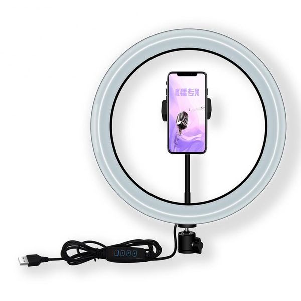 10'' Led Ring Light Tricolor Fill Light Selfie Makeup Pgraphy Video Live Stream Lamp With Selfie Tripod Bracket
