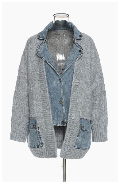 women's knits & tees msxu women elegant casual denim jeans sweater patchwork suit false two pieces blazer coat, White
women's knits & tees msxu women elegant casual denim jeans sweater patchwork suit false two pieces blazer coat, White