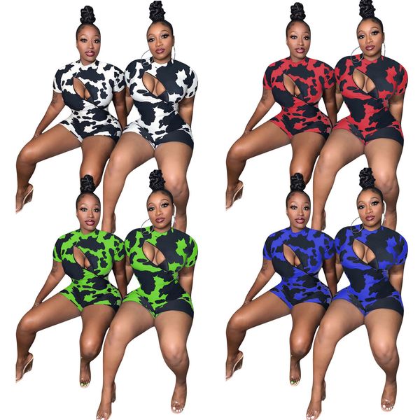 2020 summer women 's jumpsuit siamese trousers zip fashion printed short-sleeved tight rompers t200704, Black;white
2020 summer women 's jumpsuit siamese trousers zip fashion printed short-sleeved tight rompers t200704, Black;white